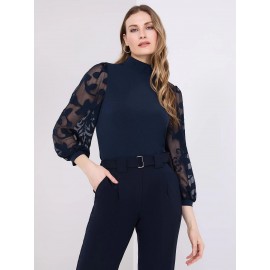 3/4 Sleeve Mock Neck Top