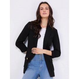3/4 Ruched Sleeve Crepe Blazer