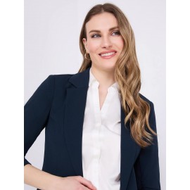 3/4 Ruched Sleeve Crepe Blazer