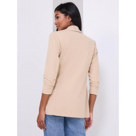 3/4 Ruched Sleeve Crepe Blazer