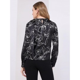 Printed Satin Shawl Top With Gold Chain Detail