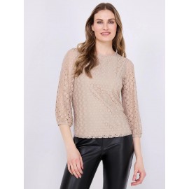 3/4 Puff Sleeve Lace Top
