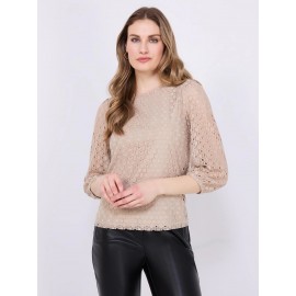 3/4 Puff Sleeve Lace Top