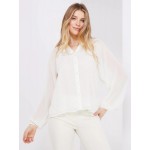 Collarless Button-Front Blouse