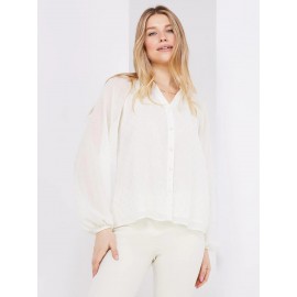 Collarless Button-Front Blouse
