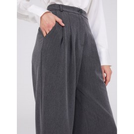 Double Pleated Wide Leg Trousers