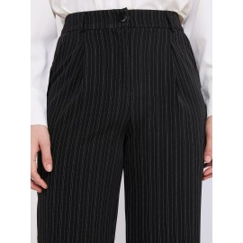 Striped High-Waisted Wide Leg Trousers