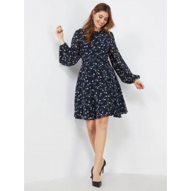 Floral Print Chiffon Fit & Flare Dress
