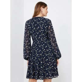 Floral Print Chiffon Fit & Flare Dress