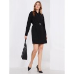 Button-Front Mini Shirt Dress With Belt