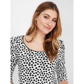 Dot Print Puff Sleeve Top
