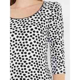 Dot Print Puff Sleeve Top