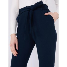 Crepe High-Waisted Sash Belt Pants