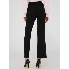 Crepe High-Waisted Sash Belt Pants