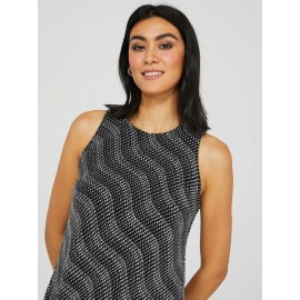 Abstract Glitter Sleeveless Open Back Top