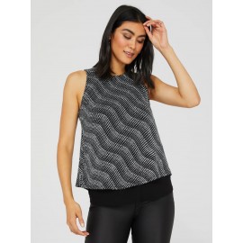 Abstract Glitter Sleeveless Open Back Top