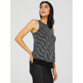 Abstract Glitter Sleeveless Open Back Top