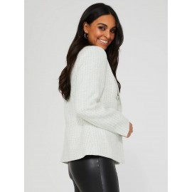 Faux Double-Breasted Boucle Blazer