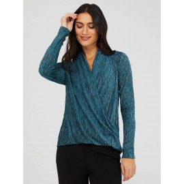 Textured Glitter Velvet Crossover Top