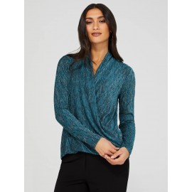 Textured Glitter Velvet Crossover Top