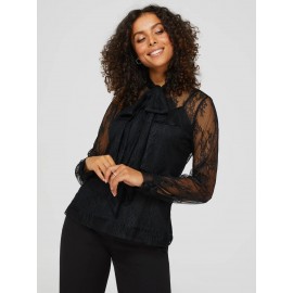 Floral Lace Bow Blouse With Cami