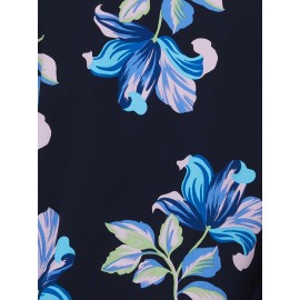 Floral Print Chiffon Split Neck Button-Front Blouse