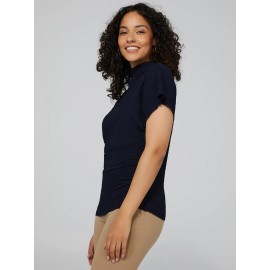 Textured Funnel Neck Short Sleeve Top