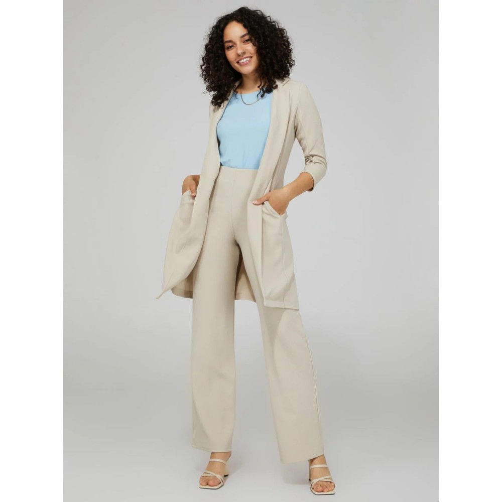 Long Blazer With 3/4 Ruched Sleeves
