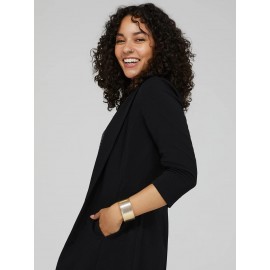Long Blazer With 3/4 Ruched Sleeves