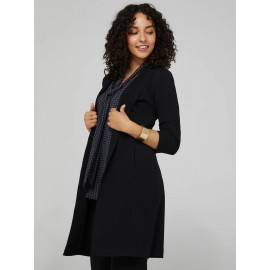 Long Blazer With 3/4 Ruched Sleeves