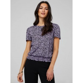 Printed Textured T-Shirt With Smocked Bottom Band