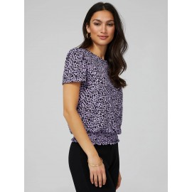 Printed Textured T-Shirt With Smocked Bottom Band