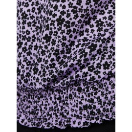 Printed Textured T-Shirt With Smocked Bottom Band