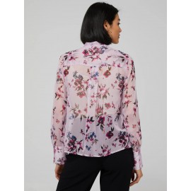 Printed Chiffon Blouse With Neck Tie