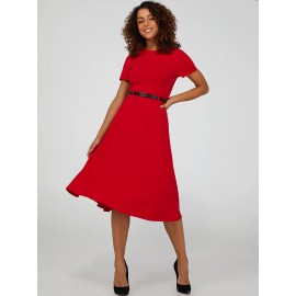 Short Sleeve Midi Dress With Belt