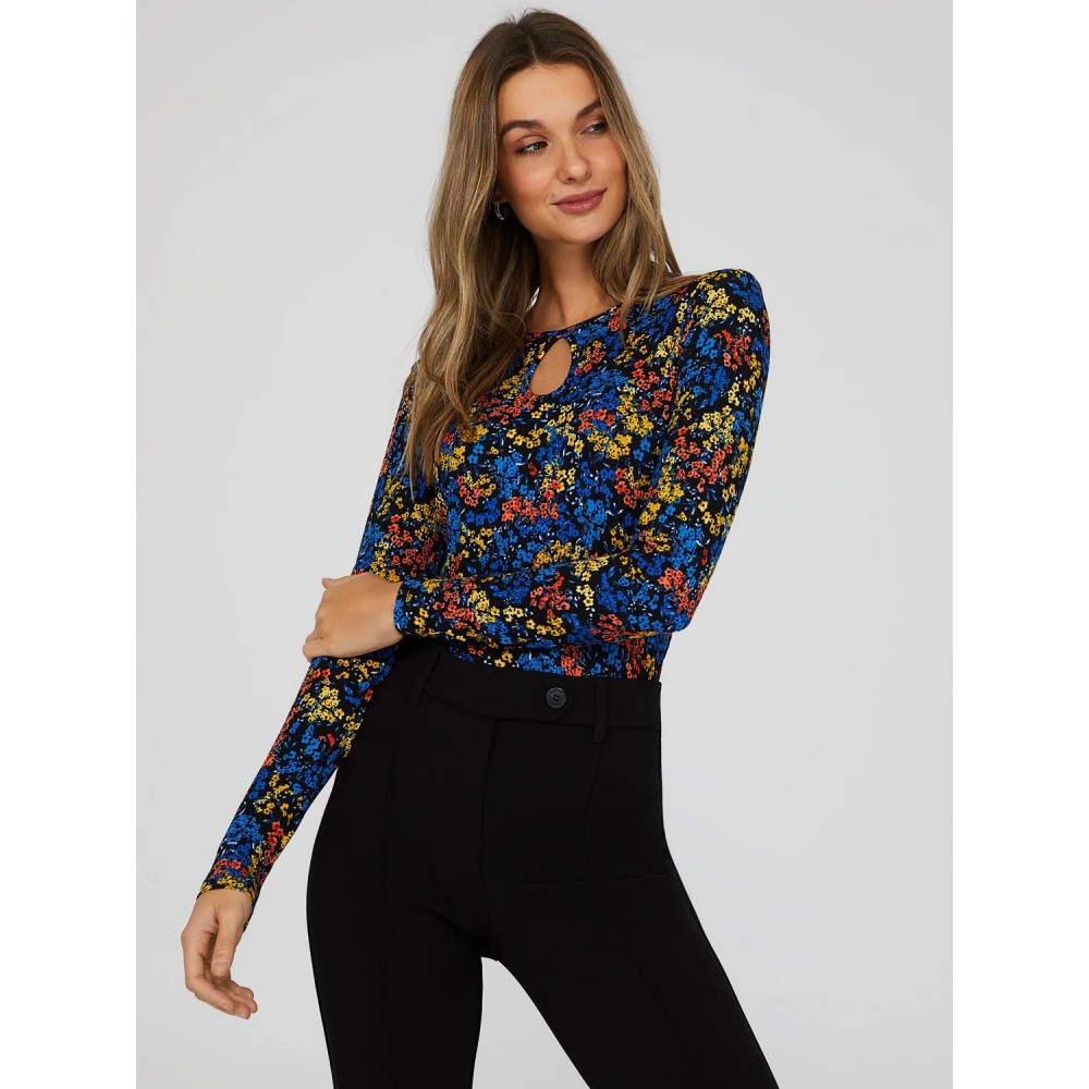 Floral Print Keyhole Front Top
