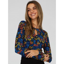 Floral Print Keyhole Front Top