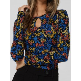 Floral Print Keyhole Front Top