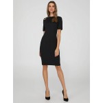 Knee Length Sheath Dress With Gold Buttons