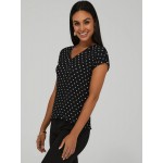 Polka Dot Bar-Back V-Neck Top